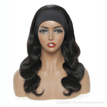 Wholesale High Quality Cuticle Aligned Brazilian virgin Human Hair Natural Looking Half Headband Wigs For Black Women